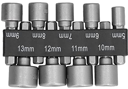 Juego de brocas de cabeza hexagonal de 9 piezas, juego de destornilladores de tuercas de potencia de 5-13 mm Brocas de destornillador de tuercas de acero CR-V para taladro de impacto