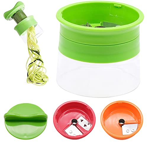 3 in 1 Spiralizer for Vegetables, Handheld Vegetable Slicer Vegetable Chopper, Spiraliser for Spaghetti Maker Low Carb,Gluten-Free Meals
