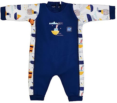 Splash About Warm in One Maillot de Bain Bébé Isolé en Fleece, Tug Boats, 6-12 mois
