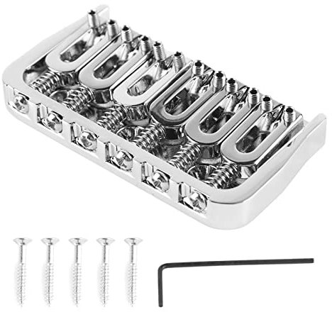 Electric Guitar Fixed Bridge, Metal Adjustable Professional Guitar Fixed Bridge Replacement (Silver with Silver Screws) Performance Accessories