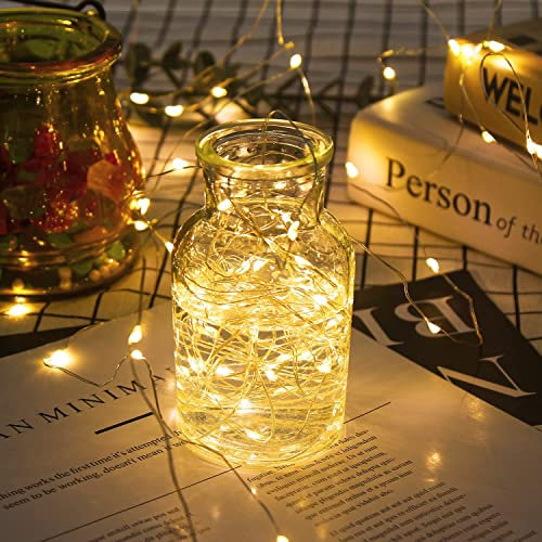 DERAYEE 10m 100 LED Guirlande Lumineuse à Piles pour Deco Intérieur,Chambre à Coucher, Fête, Mariage,le Décor de Sapin de Noël