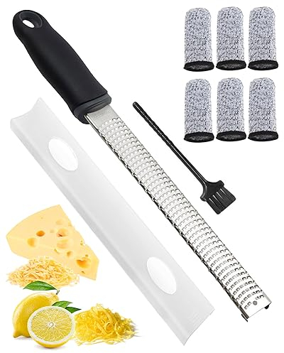 Enkifun Zesteur, Rapeuse Fromage Zesteur Agrumes Nettoyage Facile au Lave Vaisselle Fromage Parmesan Chocolat Fruits Légumes Brosse Housse de Sécurité