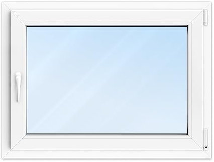 FENSTERVERSAND - Kunststofffenster Weiß - zu öffnendes Fenster Kunststoff mit Griff, Dreh- & Kippfenster, 2-fach Verglasung, Klarglas - DIN rechts - BxH: 1000x750 mm, 70 mm Profil