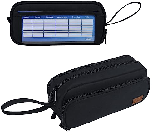 Yommie Vintage federmäppchen Federtasche mit Reißverschluss Federmappe Leinwand Schlamperetui Stiftemäppchen Etui Organizer Kosmetiktasche für Teenager Mädchen Jungen Schwarz