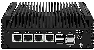 Micro Firewall Appliance, Mini PC, pFsense Plus, Mikrotik, OPNsense, VPN, Router PC, Intel Core I3 N305, HUNSN RJ43, 4 x 2.5GbE I226-V, 2 x HDMI, DP, TF, Type-C, 16G DDR5 RAM, 512G SSD