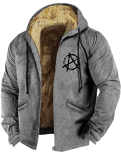 KONG JIMFAN Winterjacke Herren Puffer Jacke Herren Regenkombi Fahrrad Herren Radsport-Jacken Für Herren Hybridjacke Wanderjacke Herren Häkeljacke Regencape Herren Strickjacke Herren(Gray,3XL)