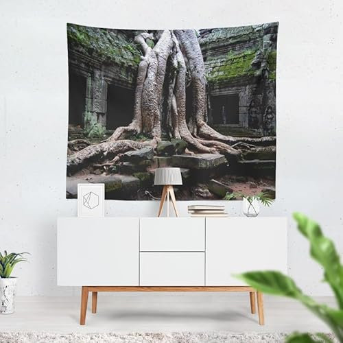 UNZYE Wandbehang Foto Wandtuch Querformat Fallen Wandteppiche Indie Wandtuch Outdoor Grün 150x130cm