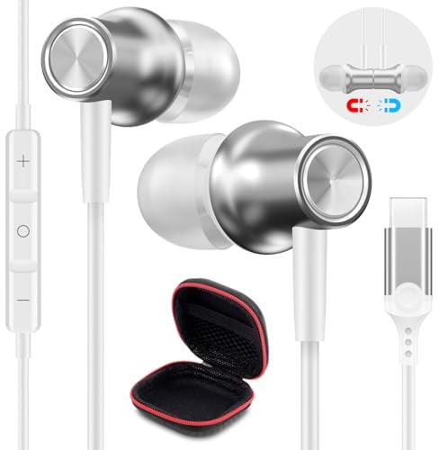 Auriculares USB C para iPhone 16 15 Pro MAX 5G Galaxy A55 A35 A54 A34,Magnéticos Cancelación Ruido Estéreo Audifonos Tipo C con Micrófono para Samsung S24 Xiaomi 13T 14 Poco X7 Pad6 5 Pixel 9 8 Pro