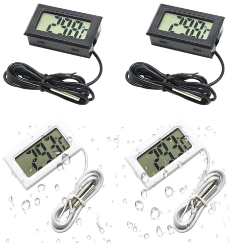 Aquarium Thermometer Digital Thermometer Fühler LCD Kühlschrank Thermometer Wasserdicht für Kühlschrank, Gefrierschrank, Aquarium, Eingebettetes Thermo-Hygrometer