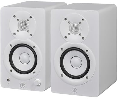 Yamaha HS4 Studio Monitors (White) – Compact 2-Way Powered Speakers with Advanced Sound Control and Versatile Connectivity for Music Production and Video Editing