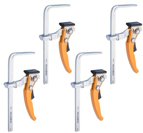 POWERTEC 71542-P2 Quick Release Ratcheting Table Clamp for MFT and Guide Rail System, 7 Capacity (178mm) x 2-3/8 Throat Depth, 4 PK
