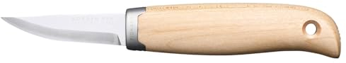 Fiskars Norden Schnitzmesser, Inkl. Futteral, Klingenlänge: 78 mm, Gesamtlänge: 19,6 cm, Rostfreier Stahl/FSC-zertifiziertes Birkenholz, 1071897