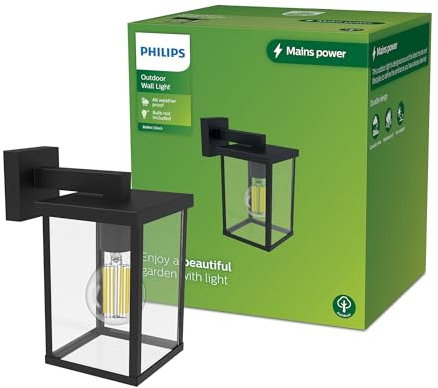 Philips Outdoor Bellini Wandleuchte eckig, max. 25W, exkl. Leuchtmittel, IP44 wetterfest, schwarz