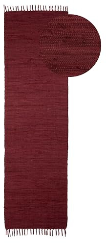 carpetfine Kelim Chindi Uni Violett Läufer 80x300 cm | Moderner Teppich für Wohnzimmer und Küche