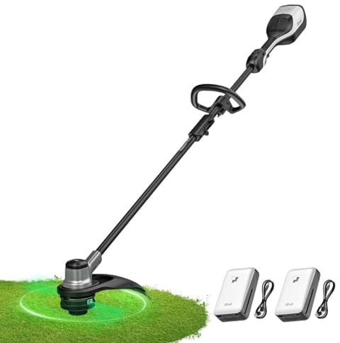 Litheli Akku Rasentrimmer 2x20V, 35cm, Akku Trimmer Garten mit Bürstenlosem Motor, 2x10000mAH Mobiler Batterien, Schneller Fadenwechsel, Geeignet für Rasenschneiden Rasenpflege und Hof, Rasentrimmer