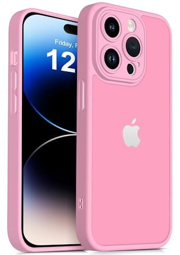Mootobo Compatible with iPhone 14 Pro Max Case with Lens Protection, Shockproof Military-Grade Protection, Anti-Scratch Matte Back Slim Phone Case 6.7 inch, Pink