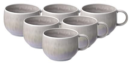 Villeroy & Boch like. by Perlemor Sand Espressotassen 6er Set, 60 ml, Mokkatassen im Pottery Look mit Effektglasur, 8,5 x 6,5 x 5 cm, Premium Porzellan