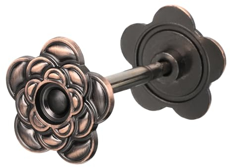 PATIKIL Door Hole Cover Plate, 1 7/16 Inches Zinc Alloy Flower Deadbolt Cover Plate Door Reinforcement Plate Fit 10-18 mm Dia Holes for Door Hole Filling (Red Patina)