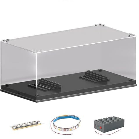Acryl Vitrine für Speed Champions Autos, Staubgeschützte Stapelbar Aufbewahrung und Organisation Vitrine Mit Beleuchtung für Lego Speed Champions Autos