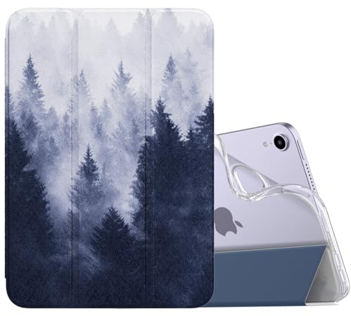 MoKo Case Fit New iPad Mini 7 (A17 Pro) 2024, iPad Mini 6th Generation Case 2021 (8.3-inch), iPad Mini 6 Case, Soft TPU Translucent Frosted Back Cover Case for iPad Mini 7th, Gray Forest