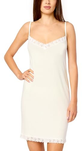 Merry Style Damen Unterkleid Unterrock verstellbare Träger MS10-400 (Ecru, L)