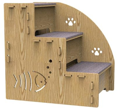 Escaleras para perros para camas altas, escaleras de madera de 3 escalones para mascotas para que los perros se suban a la cama, escalera para mascotas para sofá, escaleras de madera para perros de 3