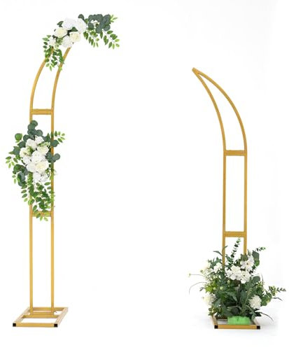 VINCIGANT 2pcs Curved Wedding Arch Backdrop Stand, Metal Half Moon Arch with Rectangular Base for Ceremony Birthday Party Bride Baby Shower(1.8M, 2.0M)