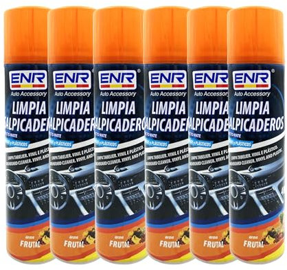 ENR-Limpia Salpicaderos Coche, Limpiador Tapiceria Coche,Limpia Tapicerias Coche Vinilo Y GOMA-Protector Interior Coche Protege Daño UV-Aire Evolución（SABOR ANTITABACO) EFECTO MATE-six-pack-400ml