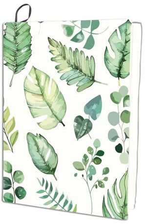 CRASPIRE Funda Elástica para Libros con Hojas de Tortuga, Cubierta Verde, Lavable, Reutilizable, de Nailon, Grande, para Libros de Tapa Dura de 9x11 pulgada, Regalo de Libro de Texto
