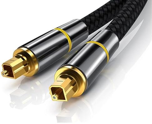 2M Cable Optique,Câble Optique Audio,Câble Optique Audio Numérique,Cable Fibre Optique,Cable Optique Plaqué Or Coquille d'épissage Cable Audio Optique pour Barre De Son,TV,Home Cinéma,Amplificateur