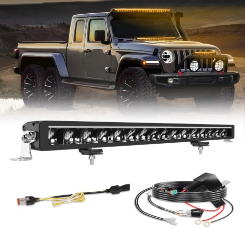 BraveWAY 32 24000LM Barre LED avec DRL Anti-Éblouissement Projecteur Longue Portée Homologué ECE Rampe LED 4x4 Pour Tracteurs Agricoles Camions Caravanes Quad SSV avec Kit de Câblage