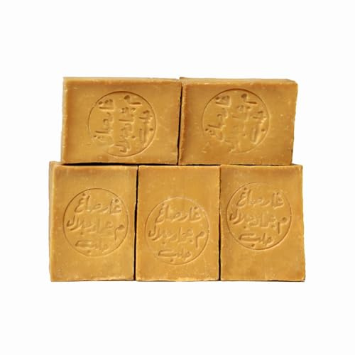 Original Aleppo-Seife, 5 % Lorbeeröl und 95 % Olivenöl (Packung mit 5 Stück) – natürliche Aleppo-Seife für Hände, Gesicht, Körper und Haare – hergestellt nach traditionellem Rezept in der Türkei