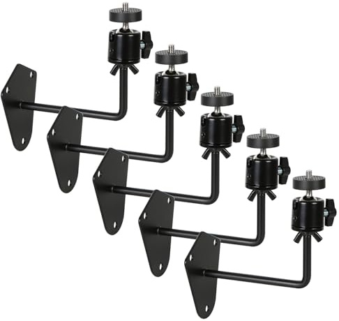 Folgtek Pack of 5 Camera Mounts Kit Metal Stand Universal Mount with Mini Ball Head for Safety Trail Hunting Cameras Indoor and Outdoor on Ceilings Wall Tree etc. (Black, on Wall 5 Pieces)
