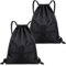 Vimmvid 2 Stück Turnbeutel Jungen, 34x43 cm Sportbeutel Jungen mit Kordelzug, Verstellbar, Schwarz, Wasserdicht, Damen, Herren für Sport, Reisen, Schule, Strand
