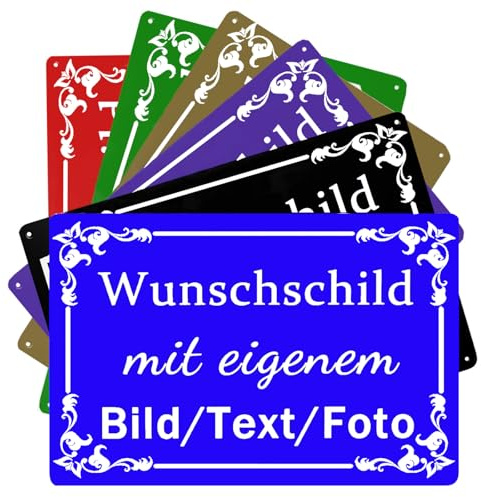 CCZUIML Blech-Schild Selbst Gestalten,Wunschtext Schild Personalisiert,Schilder Selbst Gestalten mit Text/Name/Bild/Logo/Schrift Für Garage,Hotel,Parkplatz,Schule,Carport,Firma,Garten, Wohnadress