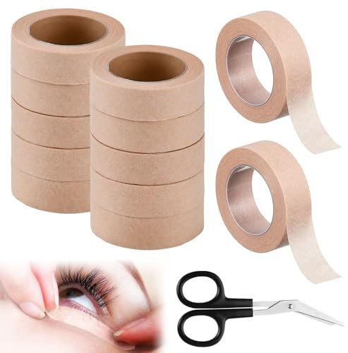 UHETLET 12 Rotoli di Nastro Medico 1,25cmx9,1m Nastro Adesivo Medico in Tessuto Non Tessuto Nastro Medico Traspirante Nastro Medico Avvolgente per Estensioni Ciglia Sport e Fissaggio di Gesso