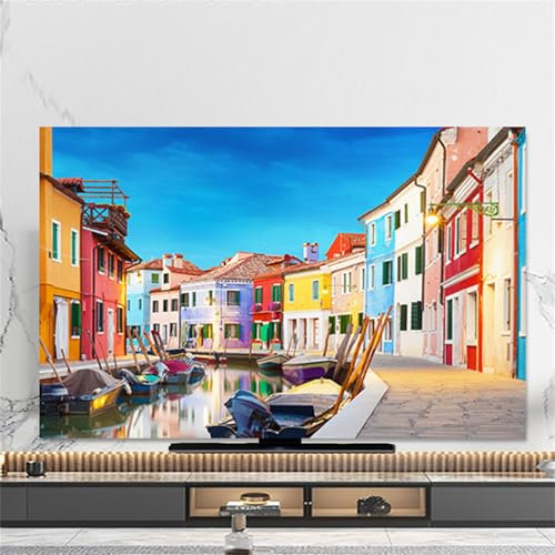 Hixingo TV Dust Cover, TV Screen Cover Soft Elastic Stretch Television Case, View Printed Television Screen Protection for Computer Decoration (House,55)
