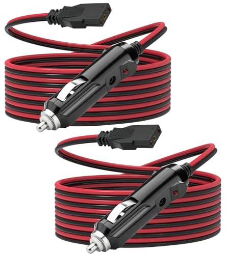 Ullnosoo CB Radio Power Cord, 2 Pack 3 Pin 2-Wire with 12V Lighter Plug Compatible with Cobra Galaxy Stryker Midland Uniden Connex Victrola, 4.8ft 16AWG Heavy Duty Power Cable CB Ham Radio Accessory