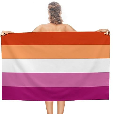 JZemdybill Strandtuch, Lesbian Pride Flagge, Badetuch, saugfähiges Handtuch für Schwimmen, Sport, Reisen
