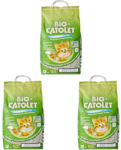Bio-Catolet Light & Hygienic Recycled Paper Granules Cat Litter 12 Liter, Packaging May Vary (Pack of 3)