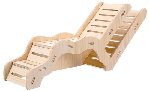 DOPENSPI Vielseitiges Hamsterversteck und Erkundungstunnel, Hamsterhaus mit Kletterleiter aus Holz Dekorative Hamsterversteck für Rennmäuse, Hamster, Kleine Haustiere Zubehör(C Stil)
