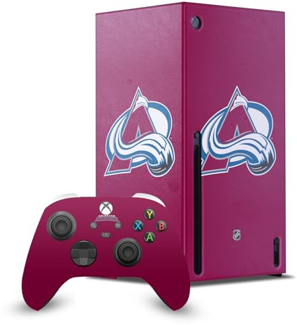 Head Case Designs Officially Licensed NHL Plain Colorado Avalanche Game Console Wrap and Game Controller Skin Bundle Compatible With Xbox Series X