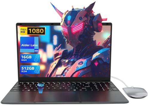 LEEDOW 15.6 Laptop Computer - Alder Lake-N95 Quad-Core Up to 3.4GHz,16GB RAM,512GB SSD,UHD Graphics Laptops,Fast Dual-Band WiFi,Bluetooth 5.0,USB 3.0,Mini-HDMI – Ideal for Study, Home& Office