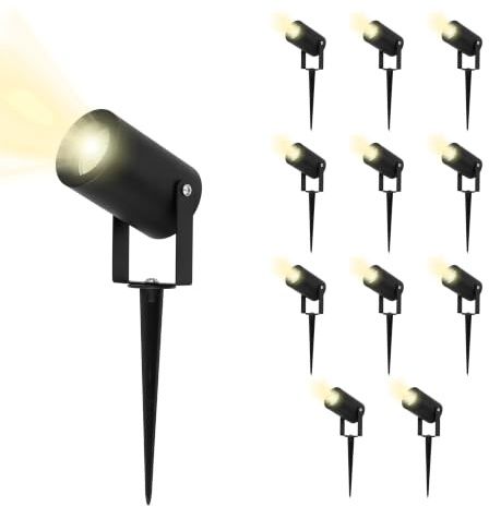REV Gartenbeleuchtung SPARSET - 12x Wegeleuchte außen, 230lm, 3W, schwarz | Schwenkbar | Gehäuse IP65 aus Aluminium | Kabel 1,5m