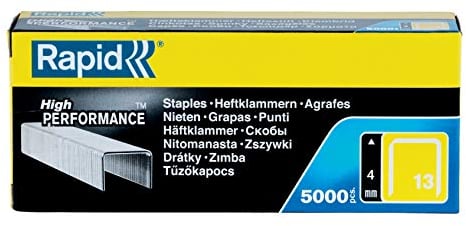 Rapid Tackerklammern Typ 13, 4mm Klammern, 5.000 Stk. Grosspackung, Feindrahtklammern für Holz und Leinwand