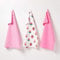 HOMESCAPES - Pure Cotton Tea Towels Set of Three - Cup Cakes - Pink Blue - 50 x 70 cm - Fully Coordinated Washable Kitchen Linen
