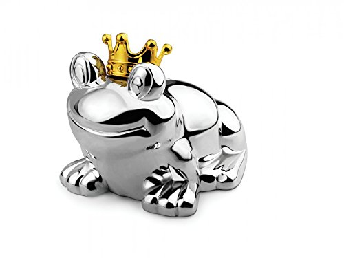 Brillibrum Design Spardose Froschkönig Kinder Sparbüchse Versilbert Anlaufgeschützt Frosch Sparschwein Silber Inkl. Wunschgravur