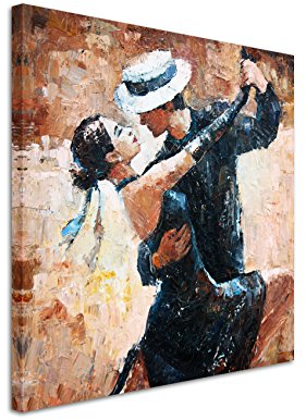 Paul Sinus Art Quadratische Fotoleinwand 90x90cm Digitales Gemälde – Tangotänzer auf Leinwand exklusives Wandbild moderne Fotografie für ihre Wand in vielen Größen