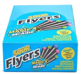 Flyers Giant Sour Liquorice Sticks Carton - 40 Sticks | Extra Tangy & Sour Sweets | Bulk Pack for Parties & Snacking