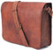 Ajuny Messenger Bag Leather Laptop Bag Brown Vintage Briefcase Satchel Shoulder Bag Adjustable Strap Genuine Soft Leather Bag Gift for Men